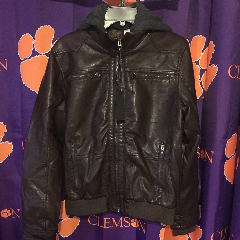 Fasbric jacket bomber removable hood top